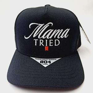 Mama Tried Flat Bill Trucker Mesh Snapback Black